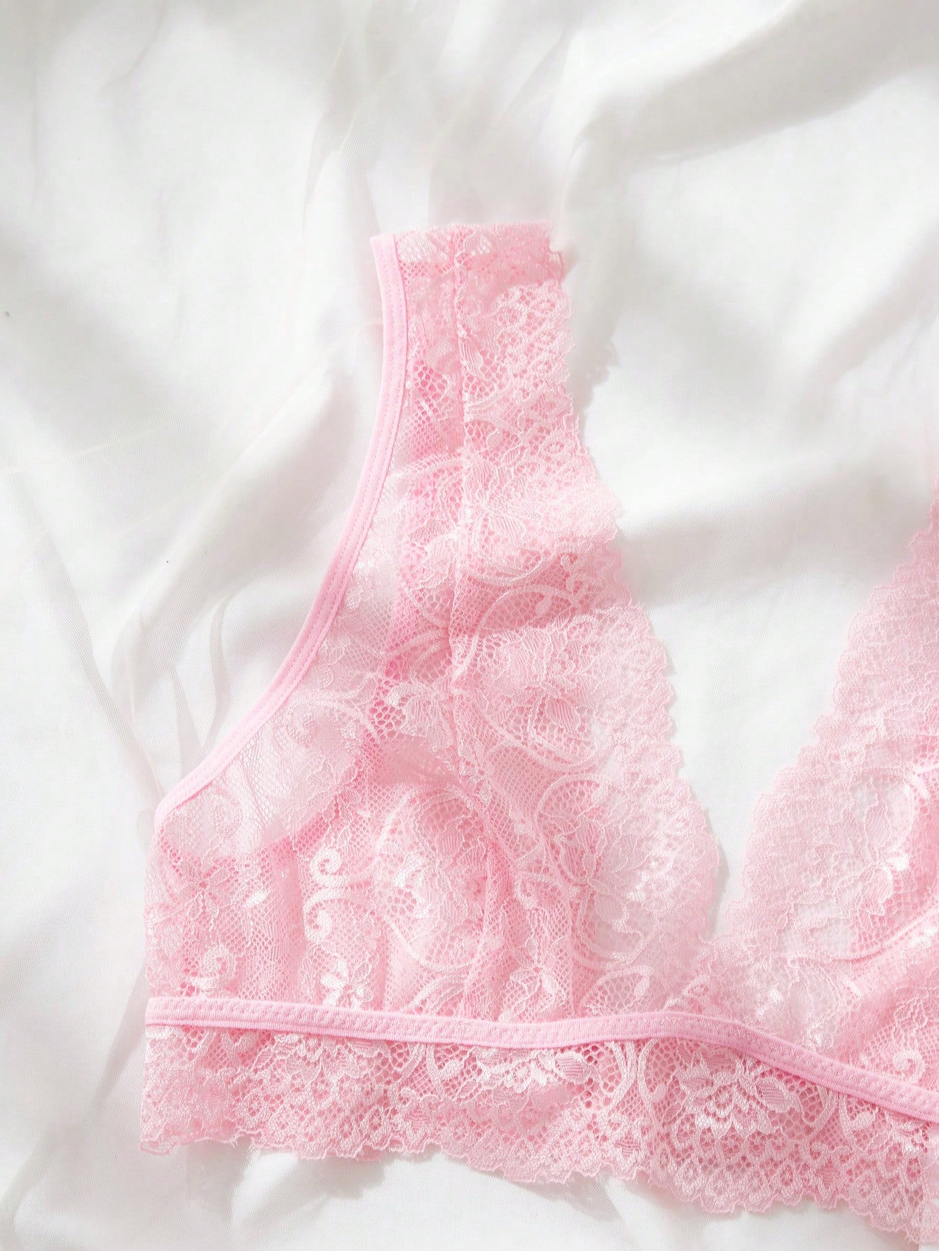 Roze kant lingerie set, doorsc - Lace Bralette Set recensie en prijs